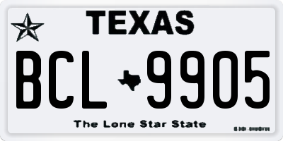 TX license plate BCL9905