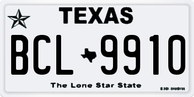 TX license plate BCL9910