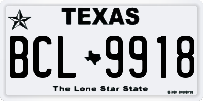 TX license plate BCL9918