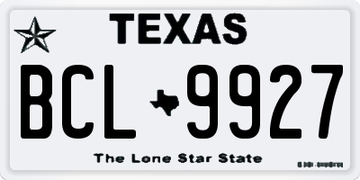 TX license plate BCL9927