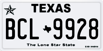 TX license plate BCL9928