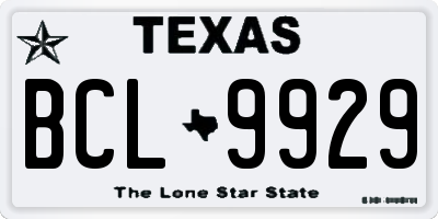 TX license plate BCL9929
