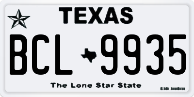 TX license plate BCL9935