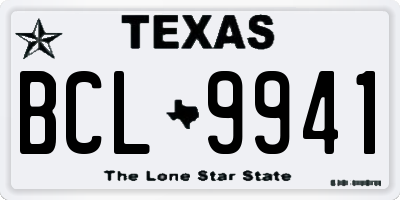 TX license plate BCL9941