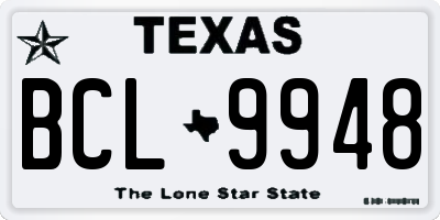 TX license plate BCL9948