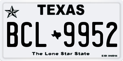 TX license plate BCL9952