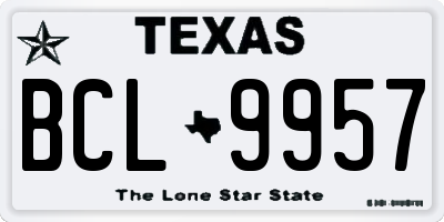 TX license plate BCL9957