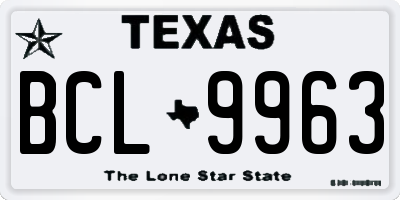TX license plate BCL9963