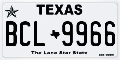 TX license plate BCL9966
