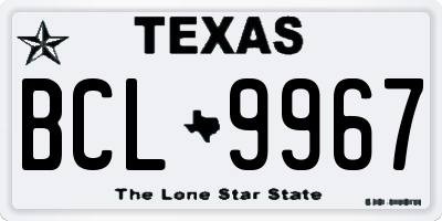 TX license plate BCL9967