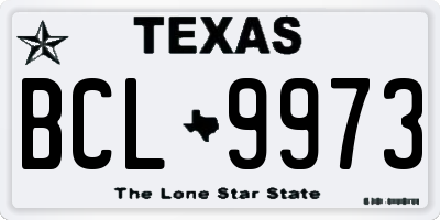 TX license plate BCL9973