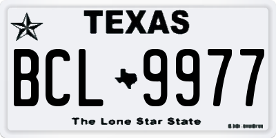TX license plate BCL9977