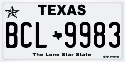 TX license plate BCL9983