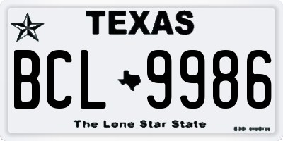 TX license plate BCL9986