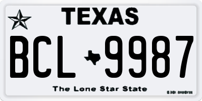 TX license plate BCL9987