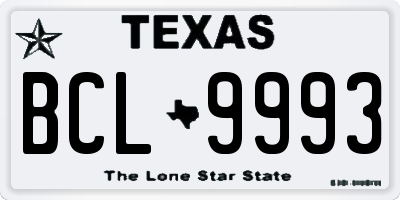 TX license plate BCL9993