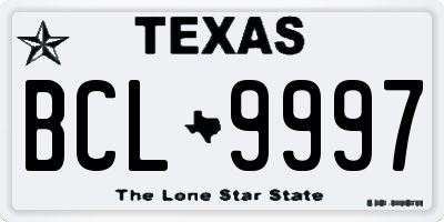 TX license plate BCL9997