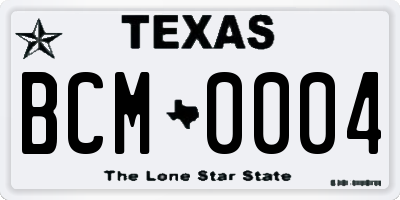 TX license plate BCM0004