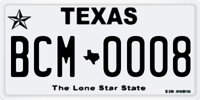TX license plate BCM0008