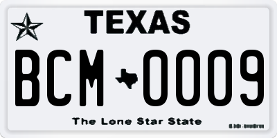 TX license plate BCM0009