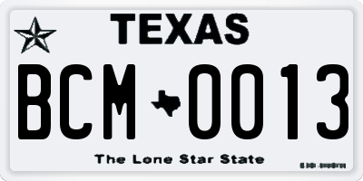 TX license plate BCM0013