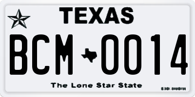 TX license plate BCM0014