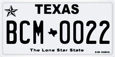 TX license plate BCM0022