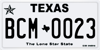 TX license plate BCM0023