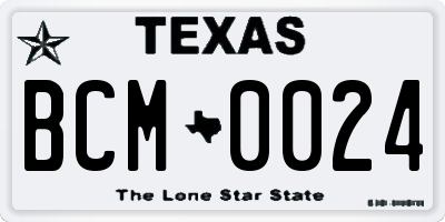 TX license plate BCM0024