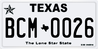 TX license plate BCM0026