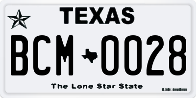 TX license plate BCM0028