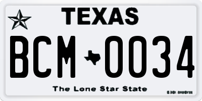 TX license plate BCM0034