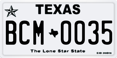 TX license plate BCM0035