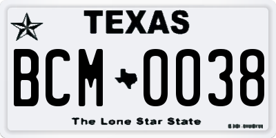 TX license plate BCM0038