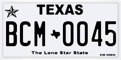 TX license plate BCM0045