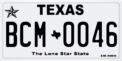 TX license plate BCM0046
