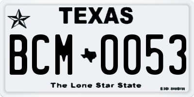 TX license plate BCM0053