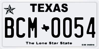 TX license plate BCM0054