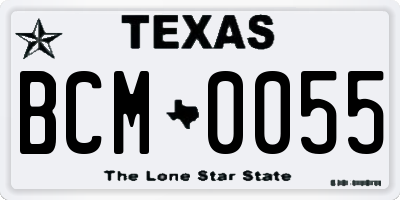 TX license plate BCM0055