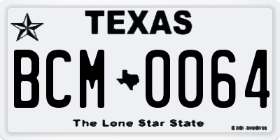 TX license plate BCM0064