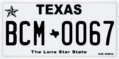TX license plate BCM0067