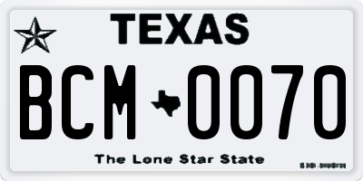 TX license plate BCM0070