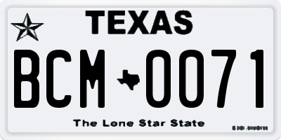 TX license plate BCM0071
