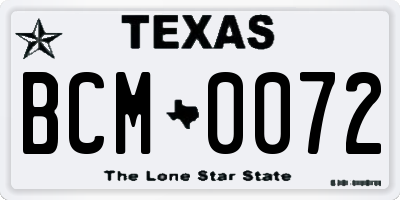 TX license plate BCM0072