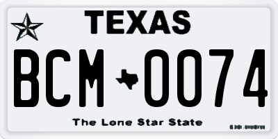 TX license plate BCM0074