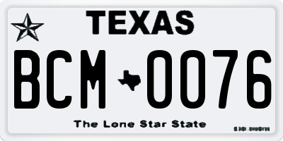 TX license plate BCM0076
