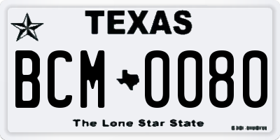 TX license plate BCM0080