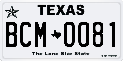 TX license plate BCM0081