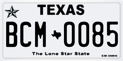 TX license plate BCM0085