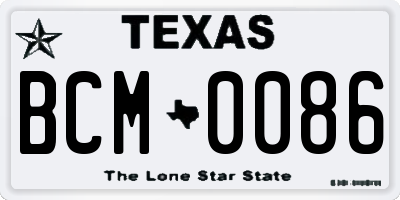 TX license plate BCM0086